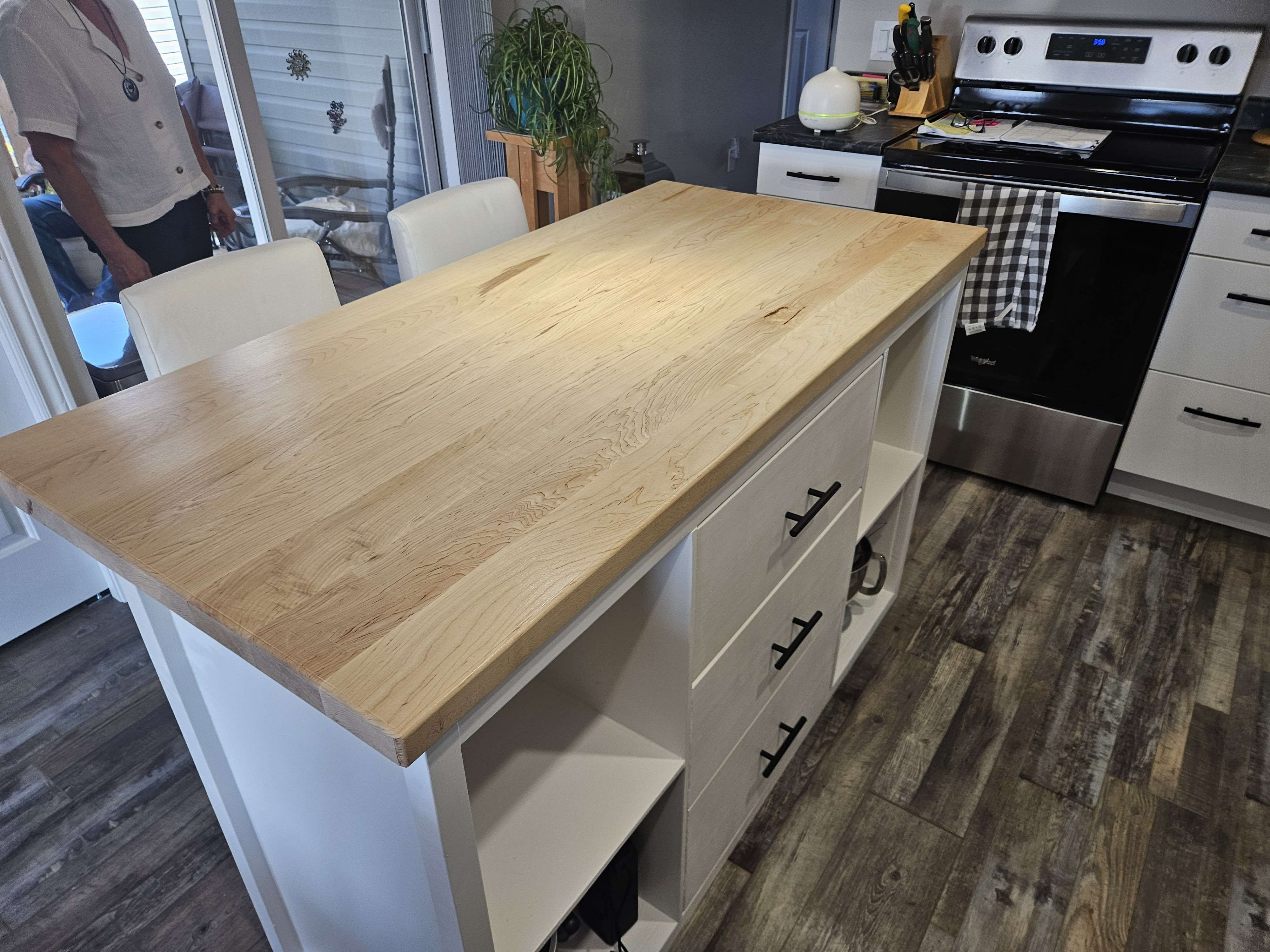 Kitchen island with cubby shelves
